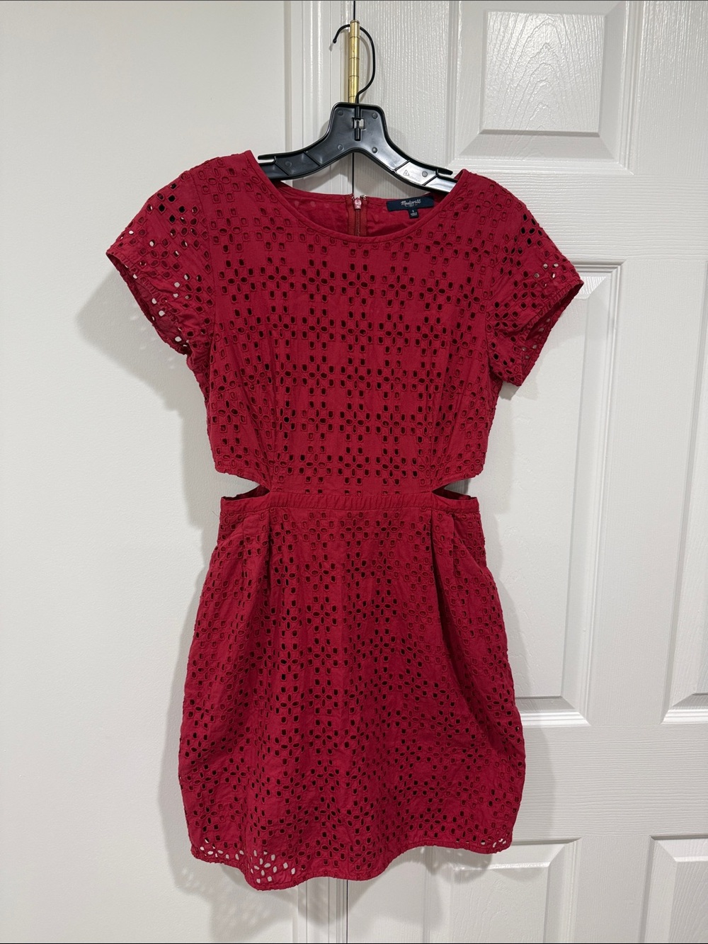 Madewell Crimson Eyelet Cutout Mini Dress